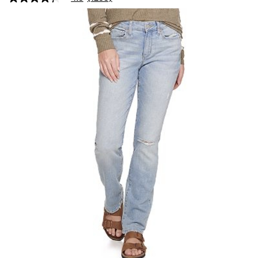 Curvy Fit Distressed Straight Leg Jeans